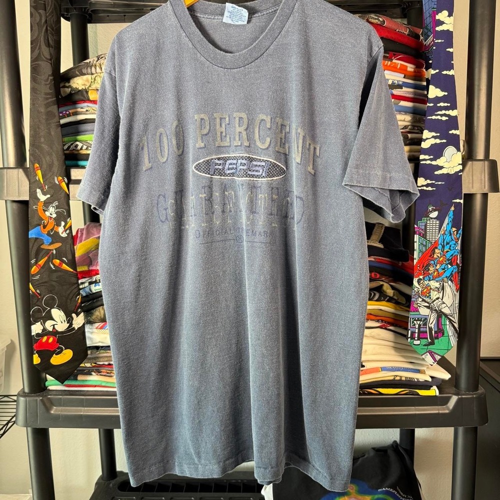 Vintage Blue Pepsi Cola 100 Percent Guaranteed Graphic T-Shirt XL